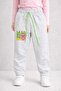 Thick Winter Patterned Lace-Up Girls' Sweatpants