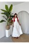 Flower patterned maxi balloon sleeve dress white - 3
