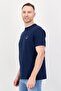 Men Crew Neck Short Sleeve Brand Logo T-Shirts, Navy - 3