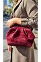 The Moiss Knitted Textured Scholarship Burgundy Color Suede Hand and Shoulder Bag - 5