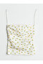 White Strapless Collar Printed Women's Cropped Bustier - 5