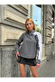 Women's Black Striped Sleeve Asymmetric Button Detailed Shirt - 2