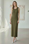 Sleeveless Combed Cotton Underwear Dress 4775 Khaki - 3