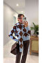 Sofna Bebe Blue Brown Diamond Patterned Shawl Knitwear