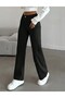 High-Waist Black Linen Wide-Leg Full-Cut Trousers - 4