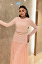 Üst Atlas Alt Chiffon Fabric Dress - Pink - 3