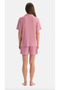 Women'S, Pink, 50% Modal 50% Cotton Shirt Collar Pajama Set - 2