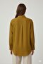 Textured Fabric Oversize Oil Green Women's Shirt – Long Sleeve Relaxed Fit - 3