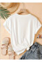 White Oversized Cotton Printed Short Sleeve Basic T-Shirt - 2