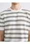 Xside Khaki Crew Neck Striped Men's T-Shirt - 3
