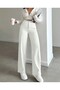 HIGH WAIST WHITE LINEN WIDE-LEG FULL FIT TROUSERS - 2