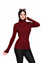 Burgundy Turtleneck Premium Savior Body Sweater with Finger Detail - 5