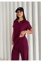 Women's Burgundy Polo Neck Modal Short Sleeve Soft Touch Sports Set - 3