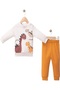Brown Dinosaur Patterned Baby Top and Bottom Set - 2