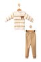Striped Teddy Bear Patterned Baby Top and Bottom Set - 2