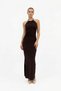 Women's Brown Long Dress with Collar and Moon Accessories