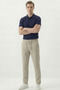Men's Beige Jogger Pants Woven Striped Buttoned Front Flap Zippered Back Pocket Regular Fit - 3