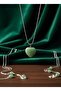Aventurine Natural Stone Heart Shaped Steel Necklace