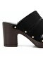 Black Suede Genuine Leather Light Sole Women's Clogs with Stitching Detail - 4