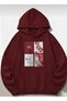 Unisex Men/Women Colorful Red Custom Printed Cotton Oversize Hooded Sweatshirt