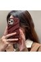 iPhone 15 Pro Max Compatible Burgundy Marble Pattern Case Shiny Surface Stylish and Impact-Resistant Case - 2