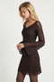 Lace Mini Bardot Dress Lzv0051 Brown - 3