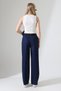 Women's Navy Blue Elastic Waist Wide Leg Palazzo Trousers - 6