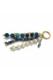 Blue Agate Stone and Pearl Detailed Handmade Natural Stone Bag Charm & Keychain - 4
