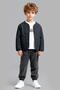 Boys' Cotton Black Jacket T-Shirt and Pants 3 Piece Set - 3
