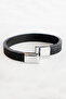 Patterned Black Genuine Leather Men's Bracelet with Magnetic Metal Opening and Closing, Valentine's Day Gift - 4