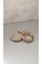 Xuping Vip Earrings - Rose Gold Hoop Model Patterned Stone-Encrusted Steel Earrings, Tarnish-Resistant - 2 cm - 4