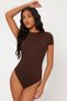 Women's Crew Neck Short Sleeve Body-Hugging Snap Fastener Bodysuit Sun256 - 2