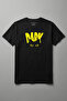 Cotton Cat Printed Black Basic Crew Neck Short Sleeve T-Shirt for Men - Women