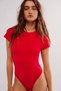 Women's Crew Neck Short Sleeve Body-Hugging Snap Fastener Bodysuit Sun256 - 3