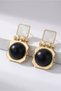 Modern Geometric Design Gold Earrings - with Colorful Enamel and Wooden Figures - 2