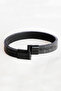 Black Printed Genuine Leather Men's Bracelet with Magnet, Valentine's Day Gift - 4
