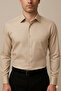 Regular Fit Classic Cut Long Sleeve Easy-Iron Breathable Texture Tie-Down Collar Four Seasons Single Pocket Shirt