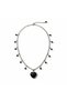 Black Obsidian Natural Stone Heart Detailed Steel Chain Necklace - 2