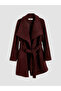 Lcw Grace Burgundy Double-Breasted Collar Women's Melton Coat - 5