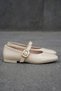Cream Women's Buckled Elastic Easy-To-Wear Summer Dowry Bundle Ballet Flats B71Ynav - 4