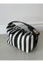 Black Women's Linen Locked Sandal Hand and Shoulder Bag - 7