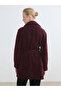 Lcw Grace Burgundy Double-Breasted Collar Women's Melton Coat - 4