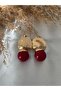 Gold Plate Detail Ball Earrings - 2