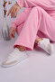 Suede White Basic Thermo Sole with Side Stripes and Orthopedic Insoles Lace-Up Sports Shoes 88 - 5
