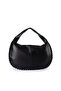 Barela Faux Leather Knitted Detailed Women's Hand and Shoulder Bag Black