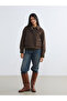 Brown Shirt Collar Oversize Women's Suede Look Jacket - 2