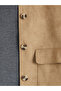Beige Shirt Collar Women's Suede Look Jacket - 7