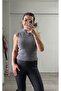 Zero Sleeve Anthracite Bearded Knitwear Body Blouse Sweater - 3