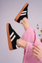 Suede Black Thermo Sole with White Stripes on the Side, Orthopedic Insoles, Lace-Up Sports Shoes 88 - 4