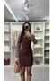 Kayık Plaid Shirt Collar Strapless Look Fabric Design Chic Premium Series Long Sleeve Dress - 4